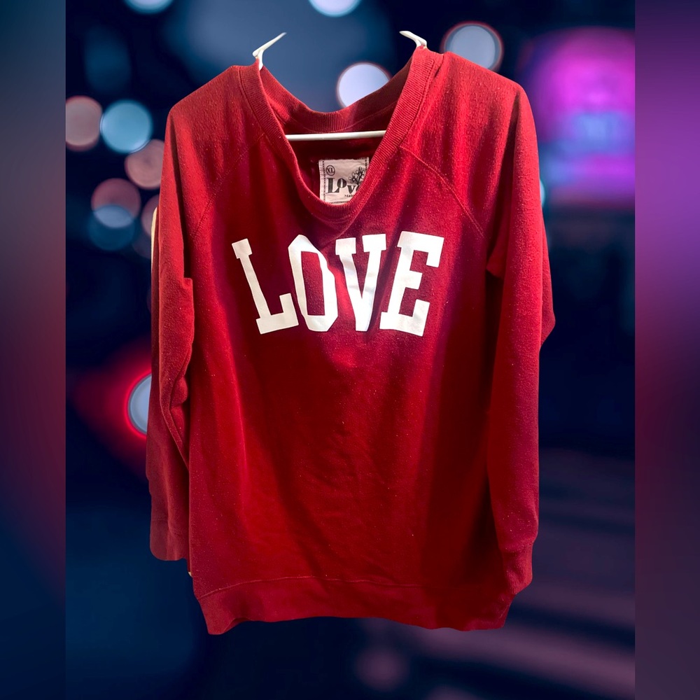 Love - Womens Long sleeve burgundy/red Sweatshirt | XL